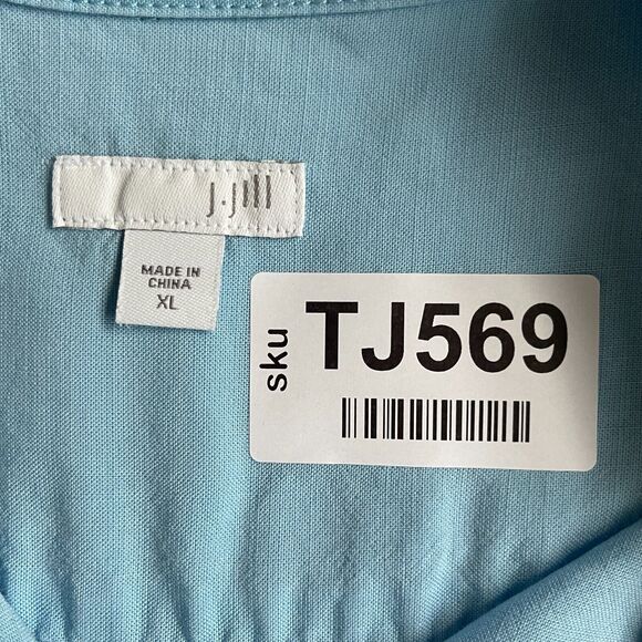 J.Jill Pure Jill Button Up Top Women Size XL Blue 100% Lyocel Long Sleeve - Picture 2 of 13
